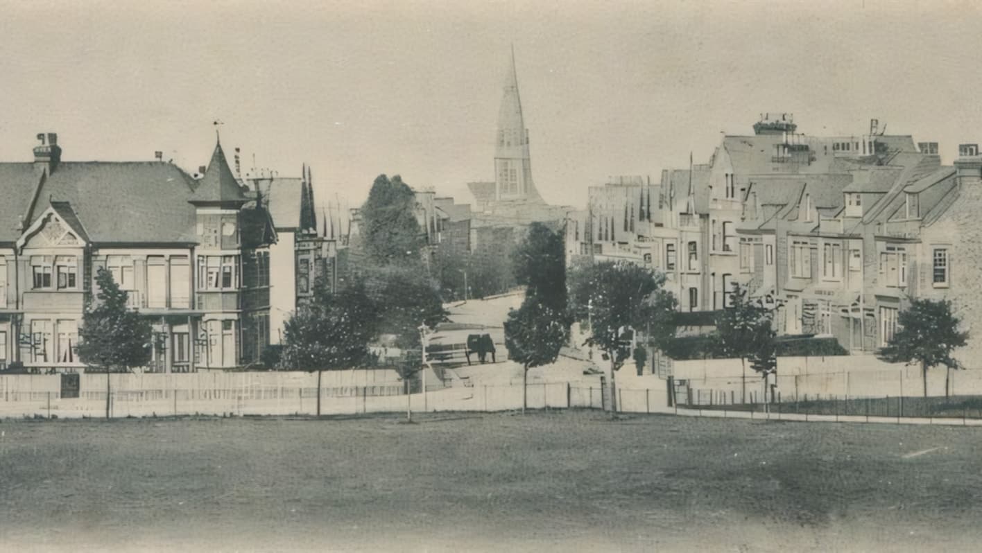 View north along Tyrwhitt Road from Hilly Fields towards St John's Church