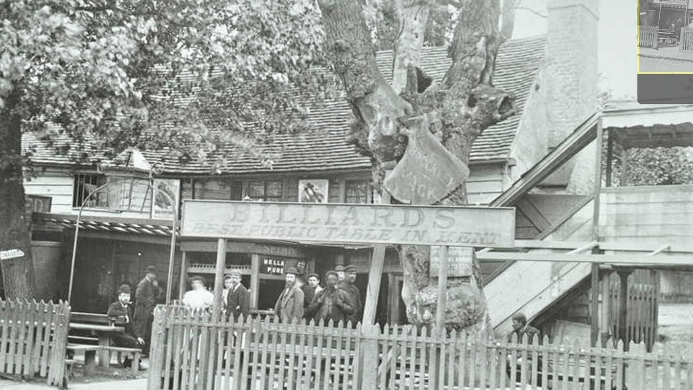 The Brockley Jack pub before a brick and stone building built in 1898