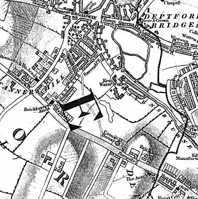 George Cruchley map detail showing the Stone House estate in 1833